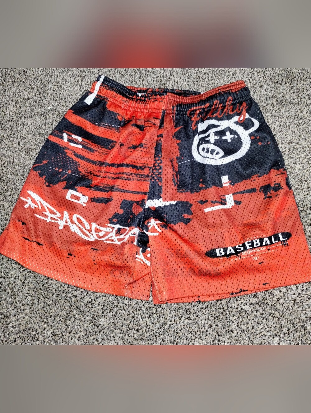 Baseball Lifestyle 101 Red and Black Graphic Shorts Size Youth Large